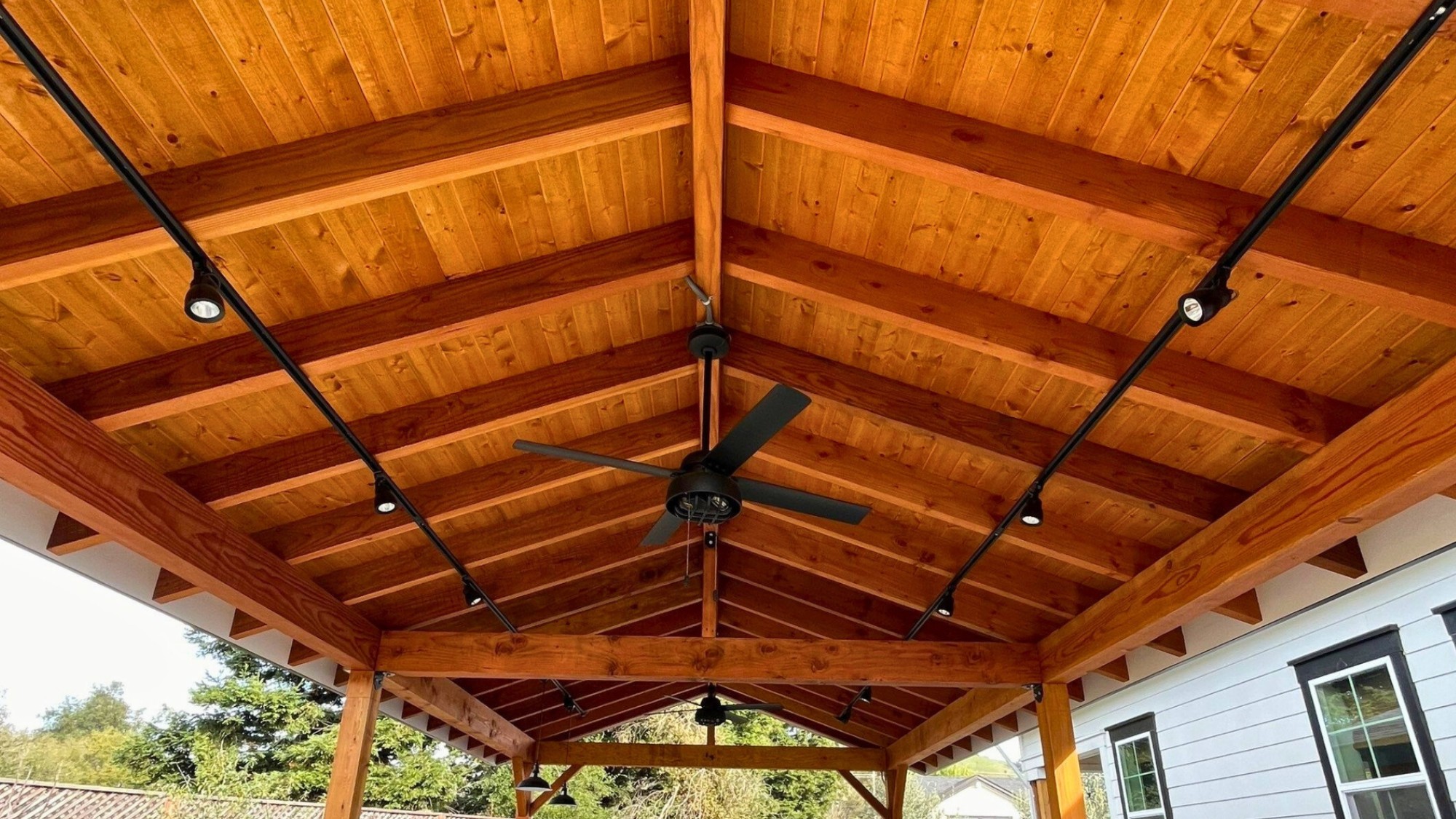 Exterior wood that has been recently stained for better protection and aesthetic appeal